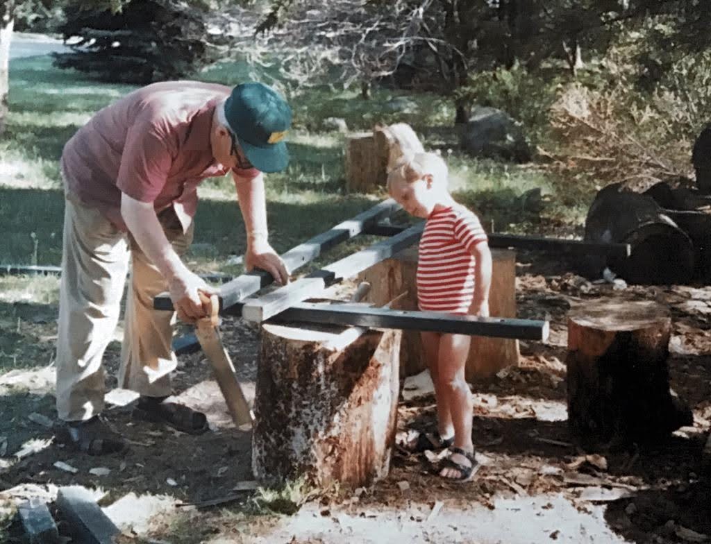 My Granddad Nelson and his John Deere Trucker Cap in 1985